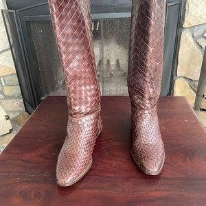 Unisa brown leather woven boots